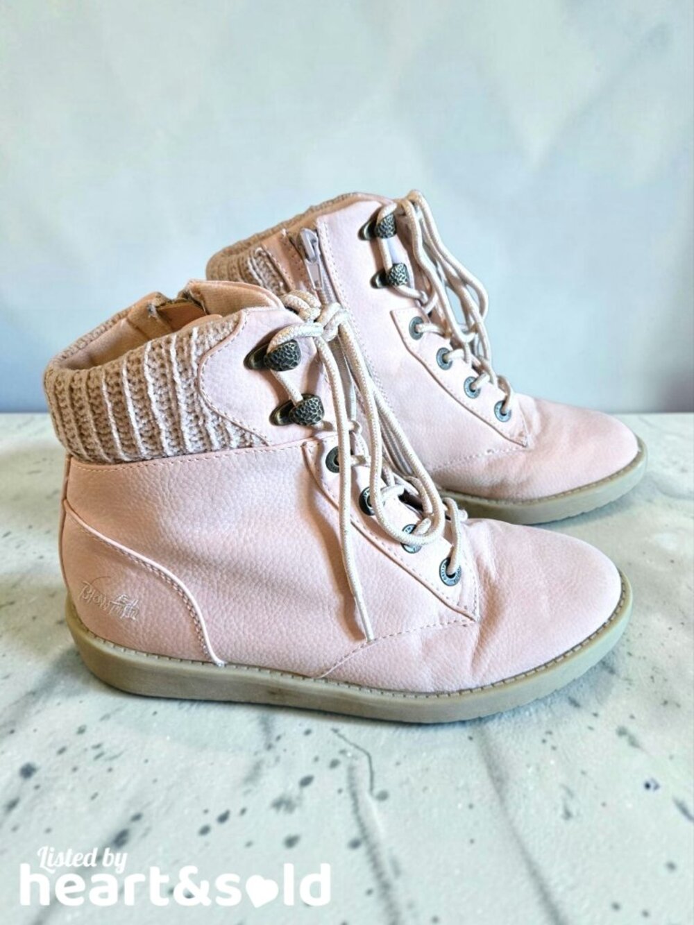 Girls Blowfish Malibu Light Pink Sweater Ankle Boots